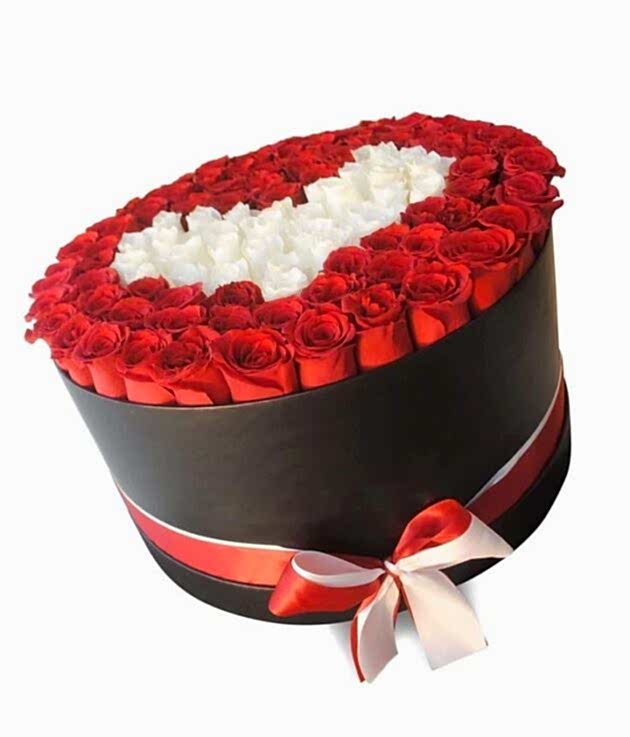101 White Heart Red Roses